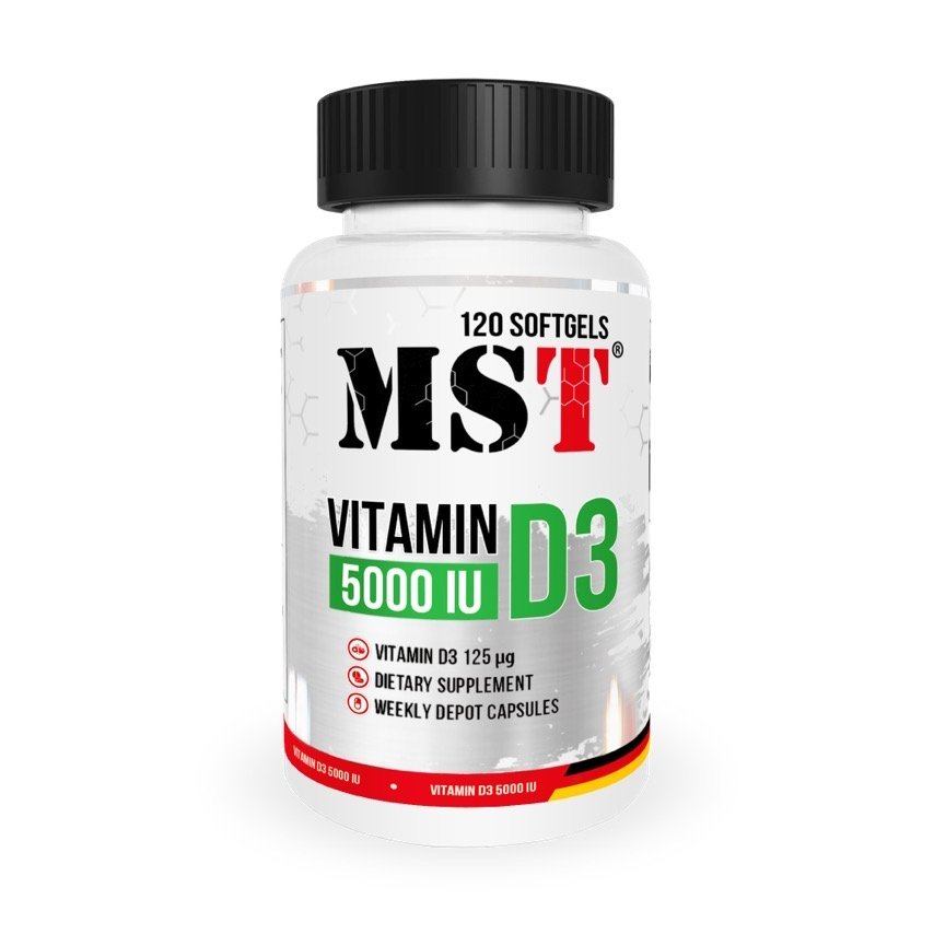 MST Nutrition Витамины и минералы MST Vitamin D3 5000 IU, 120 капсул, , 