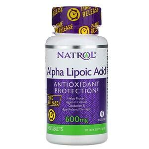 Альфа-липоевая кислота Natrol Alpha Lipoic Acid 600 mg 45 таблеток,  мл, Natrol. Альфа-липоевая кислота. Поддержание здоровья Регуляция углеводного обмена Регуляция жирового обмена 