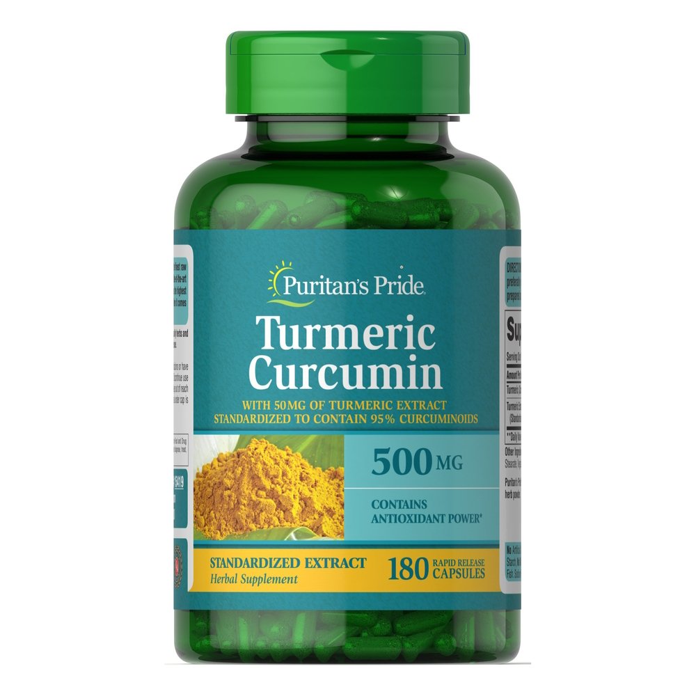 Натуральная добавка Puritan's Pride Turmeric Curcumin 500 mg, 180 капсул,  мл, Puritan's Pride. Hатуральные продукты. Поддержание здоровья 