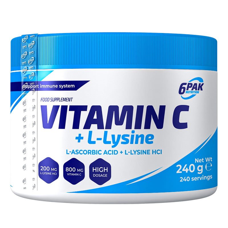 Витамины и минералы 6PAK Nutrition Vitamin C + L-Lysine, 240 грамм,  мл, 6PAK Nutrition. Витамины и минералы. Поддержание здоровья Укрепление иммунитета 