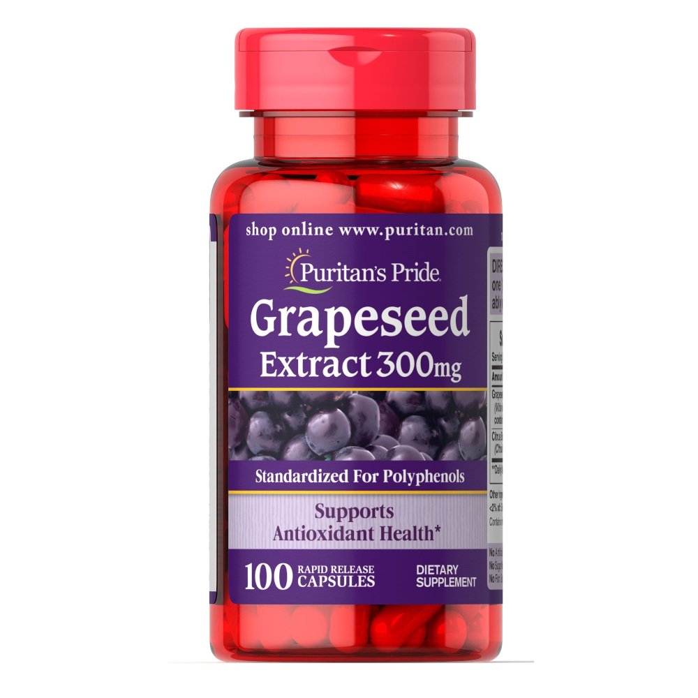 Puritan's Pride Натуральная добавка Puritan's Pride Grape Seed Extract 300 mg, 100 капсул, , 