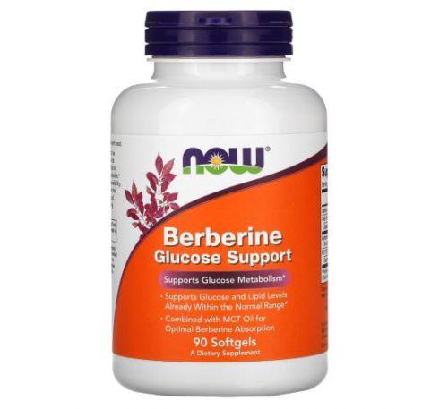 NOW Foods Berberine Glucose Support 90 Softgels,  мл, Now. Спец препараты. 