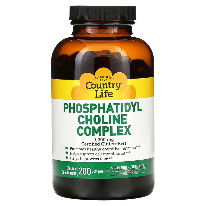 Country Life Витамины и минералы Country Life Phosphatidyl Choline Complex, 200 капсул, , 