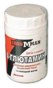 L-Глютамин, 150 pcs, Ironman. Glutamine. Mass Gain स्वास्थ्य लाभ Anti-catabolic properties 