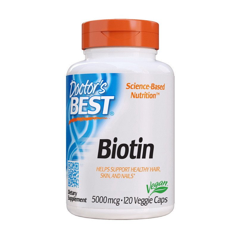 Биотин Doctor's Best Biotin 5 000 mcg (120 капс) витамин б7 доктор бест,  ml, Doctor's BEST. Vitamin B. General Health 
