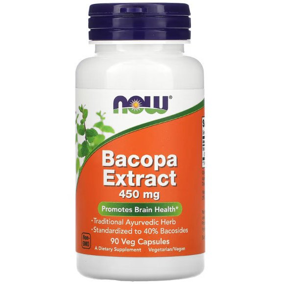 NOW Foods Bacopa Extract 450 mg 90 Veg Caps,  мл, Now. Спец препараты. 