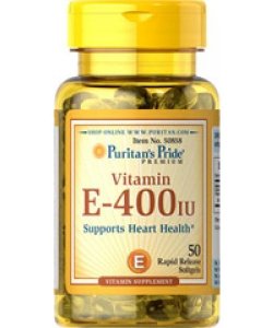 Vitamin E-400 IU, 50 pcs, Puritan's Pride. Vitamin E. General Health Antioxidant properties 