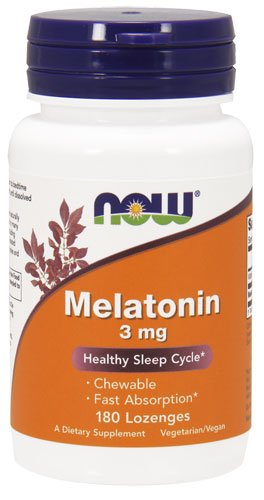NOW Melatonin 3 mg Lozenges 180 таб Без вкуса,  ml, Now. Melatoninum. Improving sleep recuperación Immunity enhancement General Health 