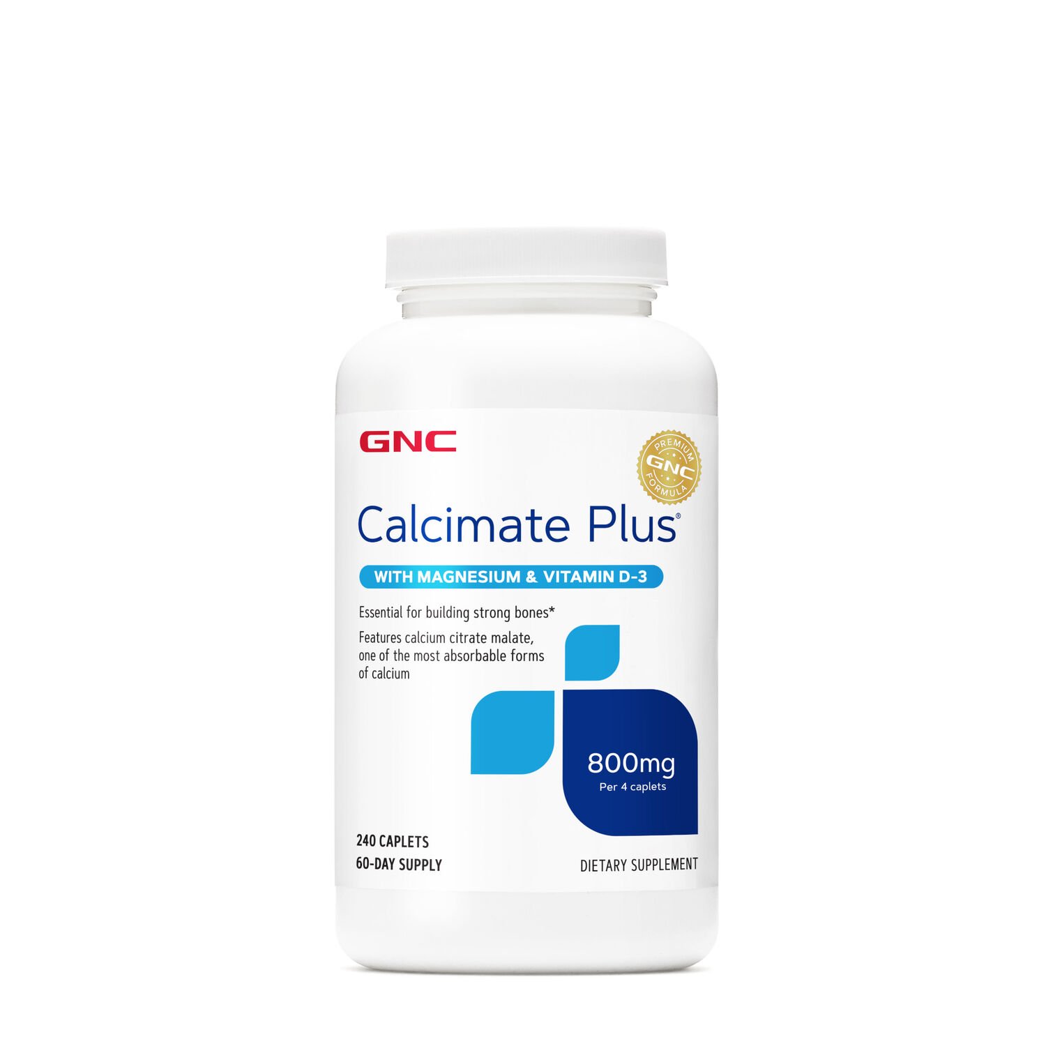 Витамины и минералы GNC Calcimate Plus Magnesium &amp; Vitamin D-3 800mg, 240 каплет,  мл, GNC. Витамины и минералы. Поддержание здоровья Укрепление иммунитета 