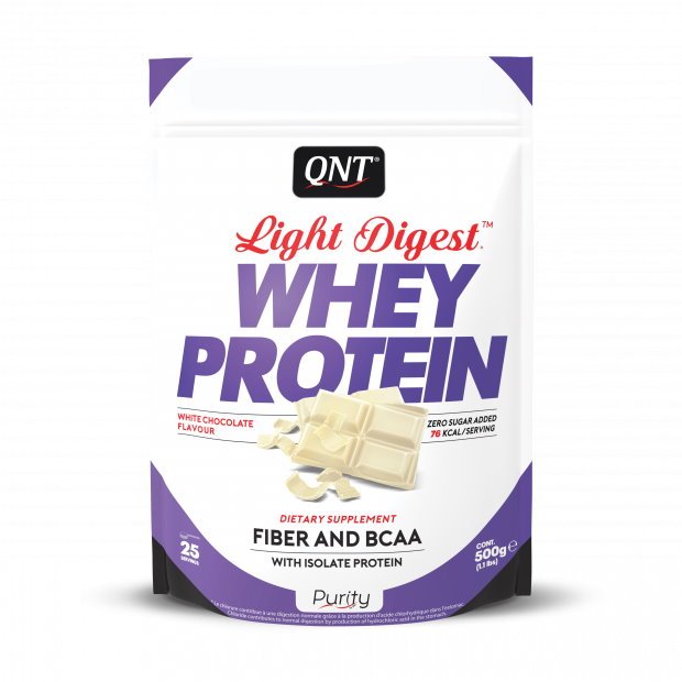 Протеин QNT Light Digest Whey Protein, 500 грамм Белый шоколад,  мл, QNT. Протеин. Набор массы Восстановление Антикатаболические свойства 