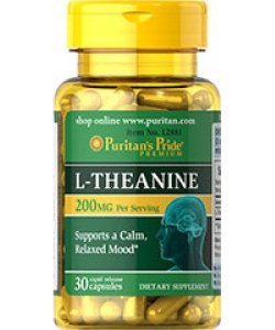 L-Theanine 200 mg, 30 шт, Puritan's Pride. Теанин. 
