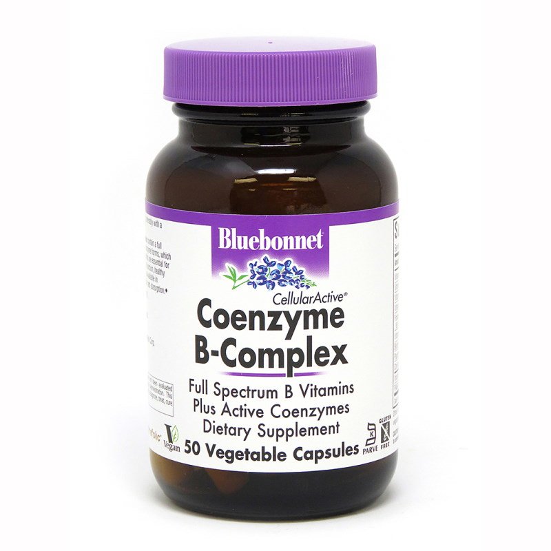 Витамины и минералы Bluebonnet Cellular Active Coenzyme B-complex, 50 вегакапсул,  мл, Bluebonnet Nutrition. Коэнзим-Q10. Поддержание здоровья Антиоксидантные свойства Профилактика ССЗ Толерантность к физ. нагрузкам 