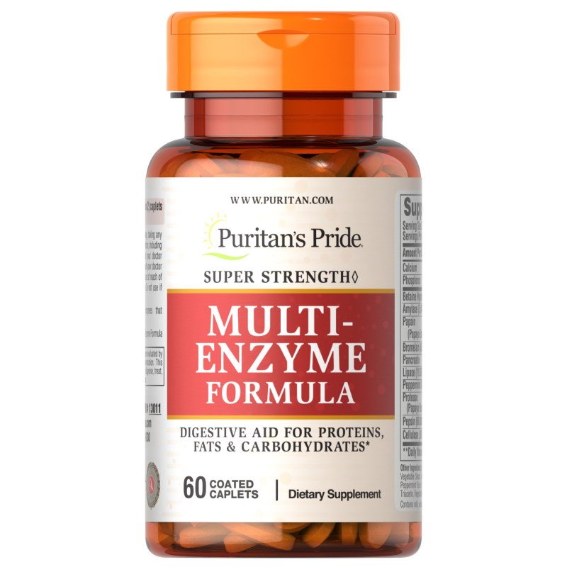 Натуральная добавка Puritan's Pride Super Strength Multi Enzyme, 60 каплет,  мл, Puritan's Pride. Hатуральные продукты. Поддержание здоровья 