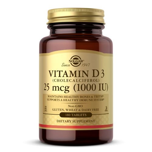 Solgar Vitamin D3 (Cholecalciferol) 25 mcg 1000 IU 180 таб Без вкуса,  ml, Solgar. Vitamin D. 