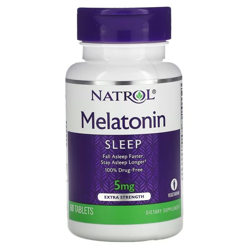 Натуральная добавка Natrol Melatonin 5 mg Extra Strength, 60 таблеток,  мл, Natrol. Hатуральные продукты. Поддержание здоровья 