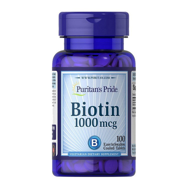 Биотин Puritan's Pride Biotin 1000 mcg (100 таб) витамин б7 b7 пуританс прайд,  мл, Puritan's Pride. Витамин B. Поддержание здоровья 