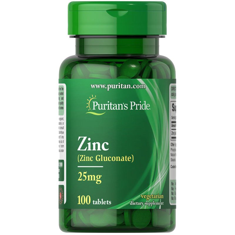 Витамины и минералы Puritan's Pride Zinc 25  mg, 100 каплет,  мл, Puritan's Pride. Витамины и минералы. Поддержание здоровья Укрепление иммунитета 