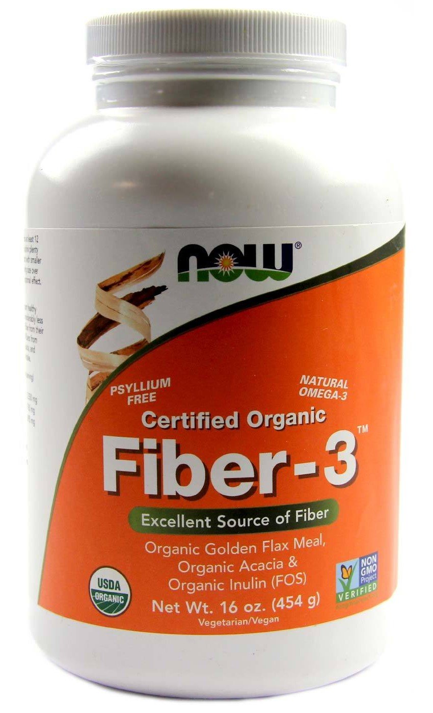 Fiber-3, 454 г, Now. Клетчатка. Поддержание здоровья Замедление усвоение углеводов Здоровое пищеварение 