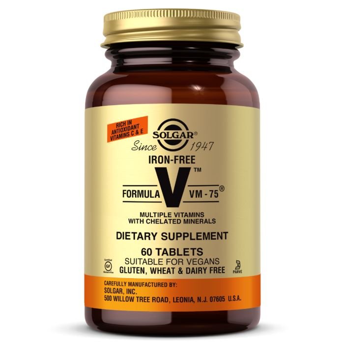Витамины и минералы Solgar Formula V VM-75 (iron free), 60 таблеток,  мл, Solgar. Витамины и минералы. Поддержание здоровья Укрепление иммунитета 