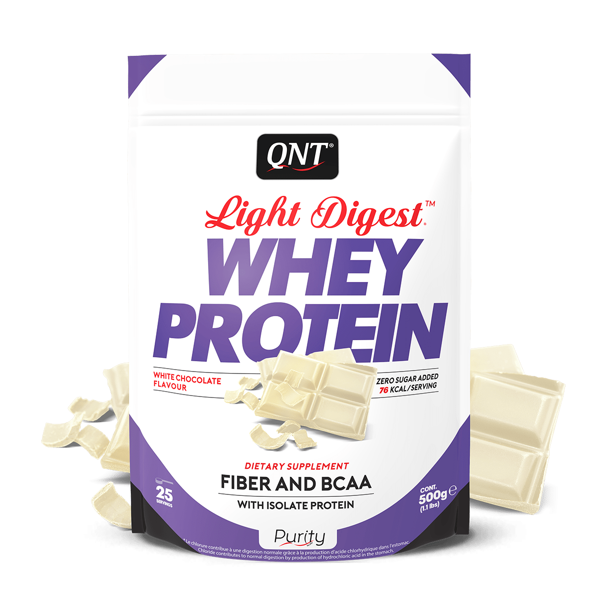 Сывороточный протеин концентрат QNT Light Digest Whey protein 500 грамм Белый шоколад,  ml, QNT. L-carnitine. Weight Loss General Health Detoxification Stress resistance Lowering cholesterol Antioxidant properties 