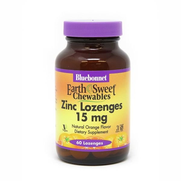 Витамины и минералы Bluebonnet Earth Sweet Chewables Zinc, 60 жевательных таблеток - апельсин,  ml, Bluebonnet Nutrition. Vitamins and minerals. General Health Immunity enhancement 