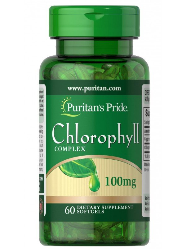 Puritan's Pride Puritan's Pride Chlorophyll Complex 100 mg 60 Softgels, , 60 шт.