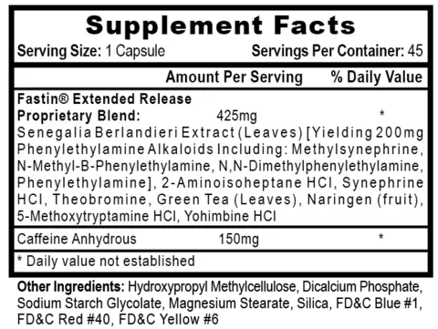 Hi-Tech Pharmaceuticals FASTIN XR 45 шт. / 45 servings,  мл, Hi-Tech Pharmaceuticals. Жиросжигатель