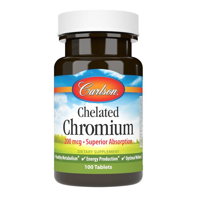 Витамины и минералы Carlson Labs Chelated Chromium, 100 таблеток,  ml, Carlson Labs. Vitamins and minerals. General Health Immunity enhancement 