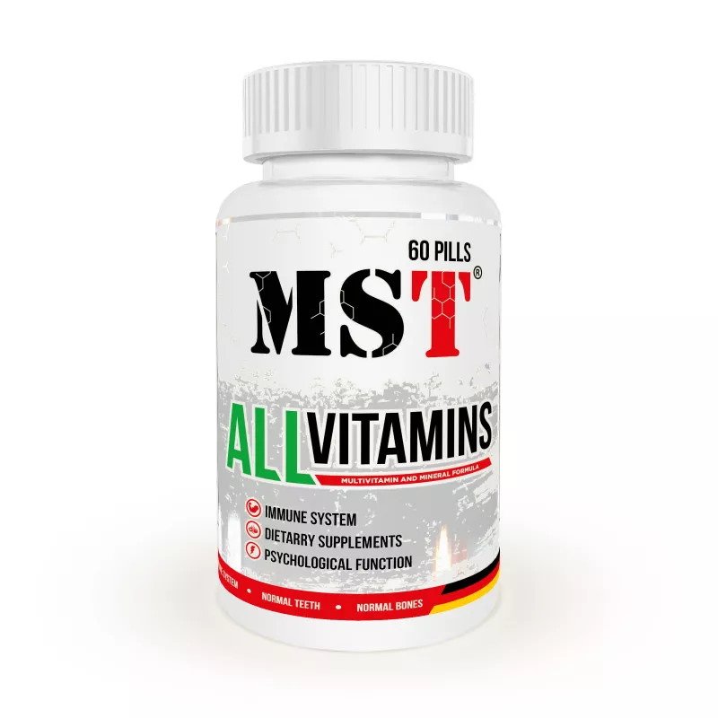 Витамины и минералы MST AllVitamins, 60 таблеток,  мл, MST Nutrition. Витамины и минералы. Поддержание здоровья Укрепление иммунитета 
