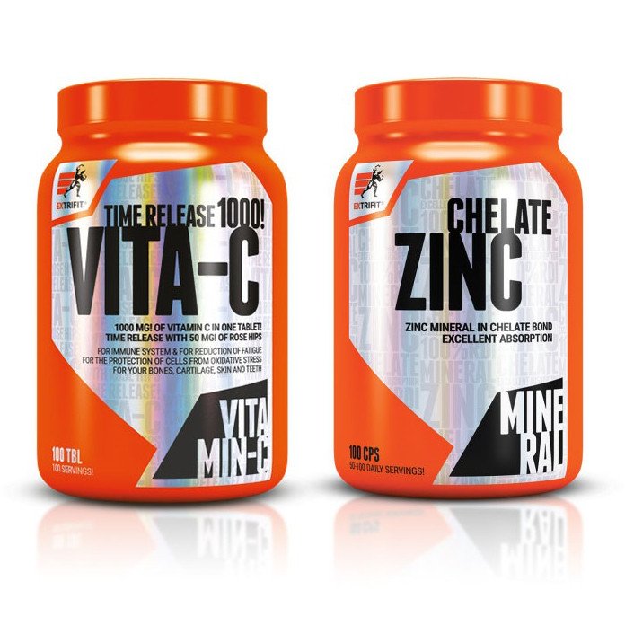 EXTRIFIT Витамин C + Цинк Extrifit Vitamin C 1000 mg + Zinc Chelate 100 + 100 таблеток, , 