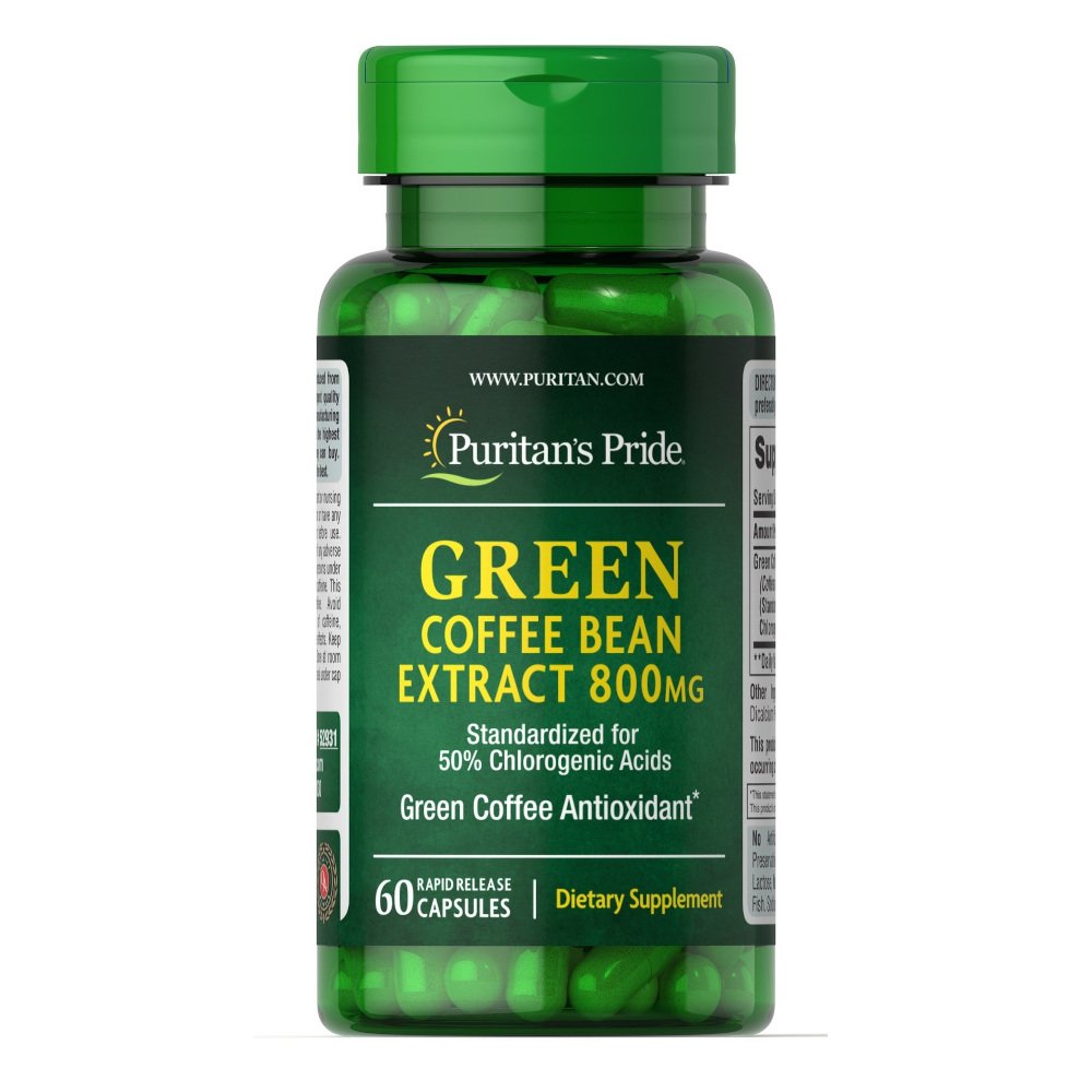 Puritan's Pride Натуральная добавка Puritan's Pride Green Coffee Bean Extract 800 mg, 60 капсул, , 