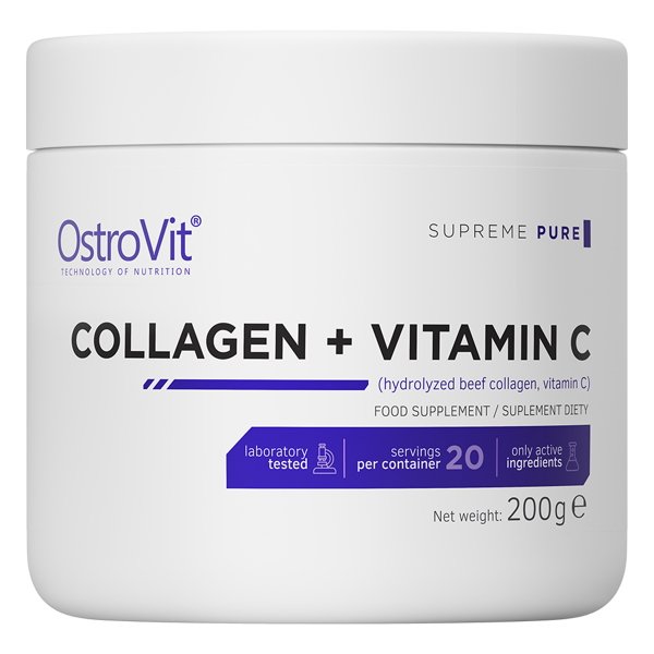 Для суставов и связок OstroVit Collagen + Vitamin C, 200 грамм Натуральный,  мл, OstroVit. Хондропротекторы. Поддержание здоровья Укрепление суставов и связок 