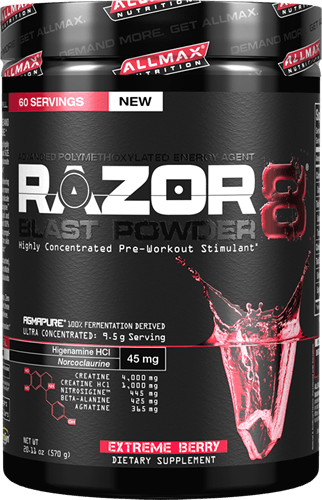 Razor 8 Blast Powder, 570 g, AllMax. Pre Workout. Energy & Endurance 