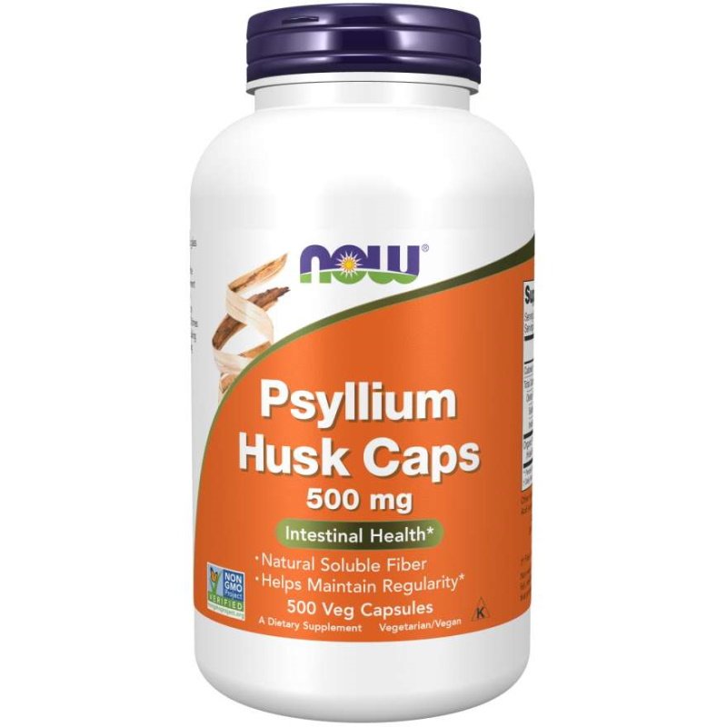Натуральная добавка NOW Psyllium Husk 500 mg, 500 вегакапсул,  мл, Now. Hатуральные продукты. Поддержание здоровья 