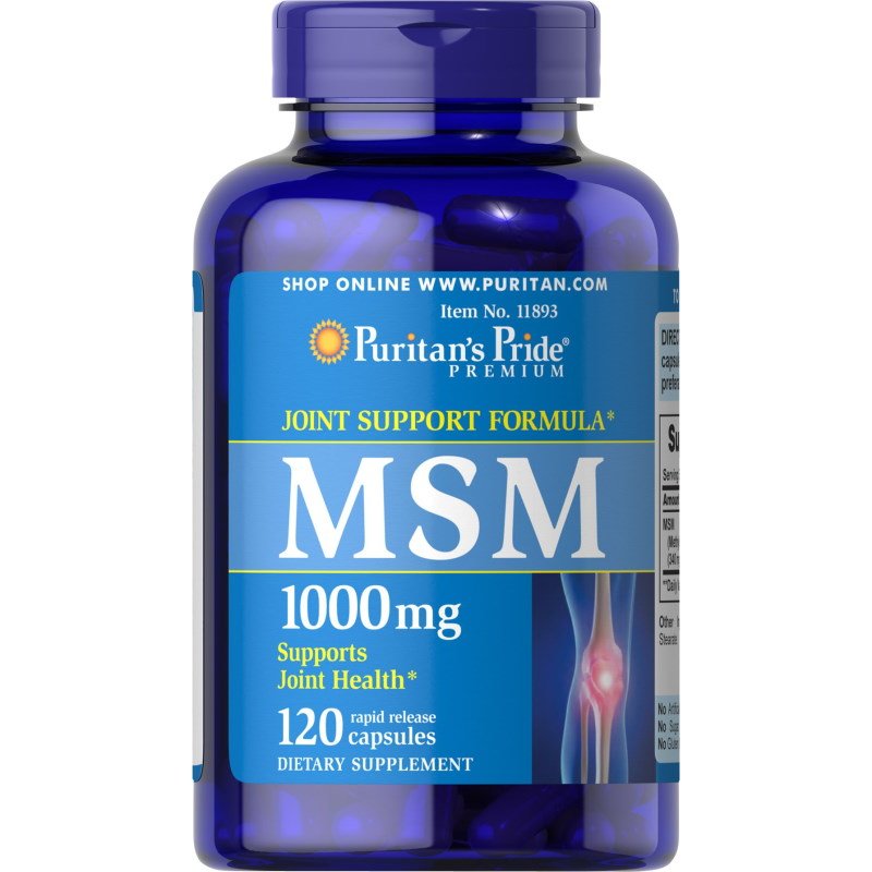 Для суставов и связок Puritan's Pride MSM 1000 mg, 120 капсул,  мл, Puritan's Pride. Хондропротекторы. Поддержание здоровья Укрепление суставов и связок 