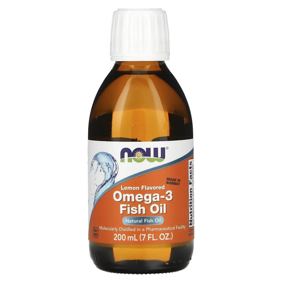Жирные кислоты NOW Omega-3 Fish Oil, 200 мл Лимон,  мл, Now. Жирные кислоты (Omega). Поддержание здоровья 