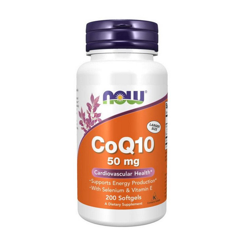 Коэнзим Q10 Now Foods CoQ10 50 mg (200 капс) нау фудс,  мл, Now. Коэнзим-Q10. Поддержание здоровья Антиоксидантные свойства Профилактика ССЗ Толерантность к физ. нагрузкам 