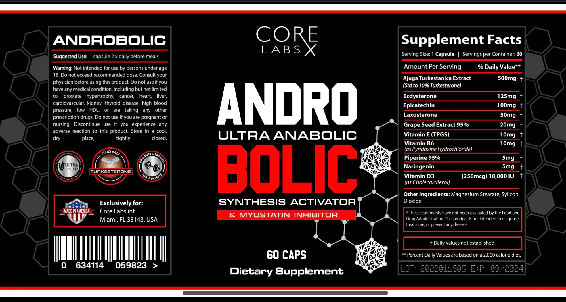 CORE LABS Andro Bolic 60 шт. / 60 servings,  ml, Core Labs. Testosterone Booster