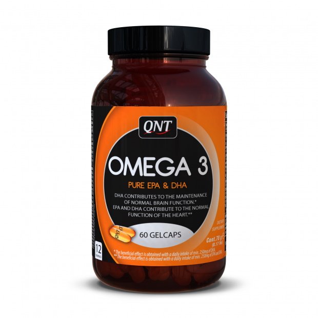 Жирные кислоты QNT Omega 3, 60 капсул,  ml, QNT. Omega 3 (Fish Oil). General Health Ligament and Joint strengthening Skin health CVD Prevention Anti-inflammatory properties 