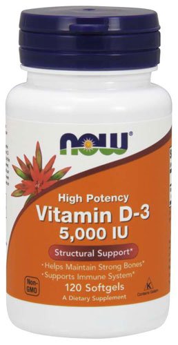 NOW Vitamin D-3 5000 IU 120 капс Без вкуса,  мл, Now. Витамин D. 