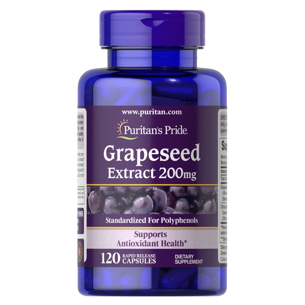 Puritan's Pride Натуральная добавка Puritan's Pride Grape Seed Extract 200 mg, 120 капсул, , 