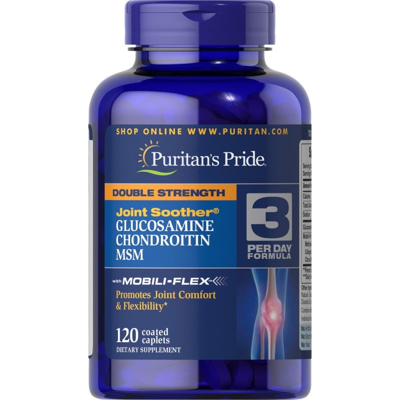 Для суставов и связок Puritan's Pride Double Strength Chondroitin Glucosamine MSM, 120 каплет,  мл, Puritan's Pride. Хондропротекторы. Поддержание здоровья Укрепление суставов и связок 