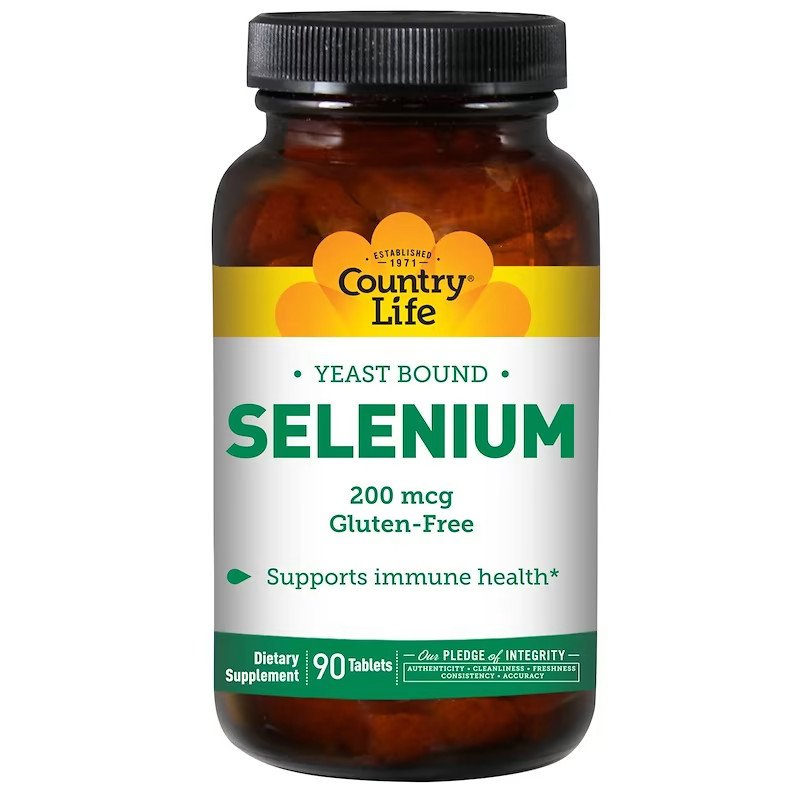 Витамины и минералы Country Life Selenium 200 mcg, 90 таблеток,  ml, Country Life. Vitamins and minerals. General Health Immunity enhancement 
