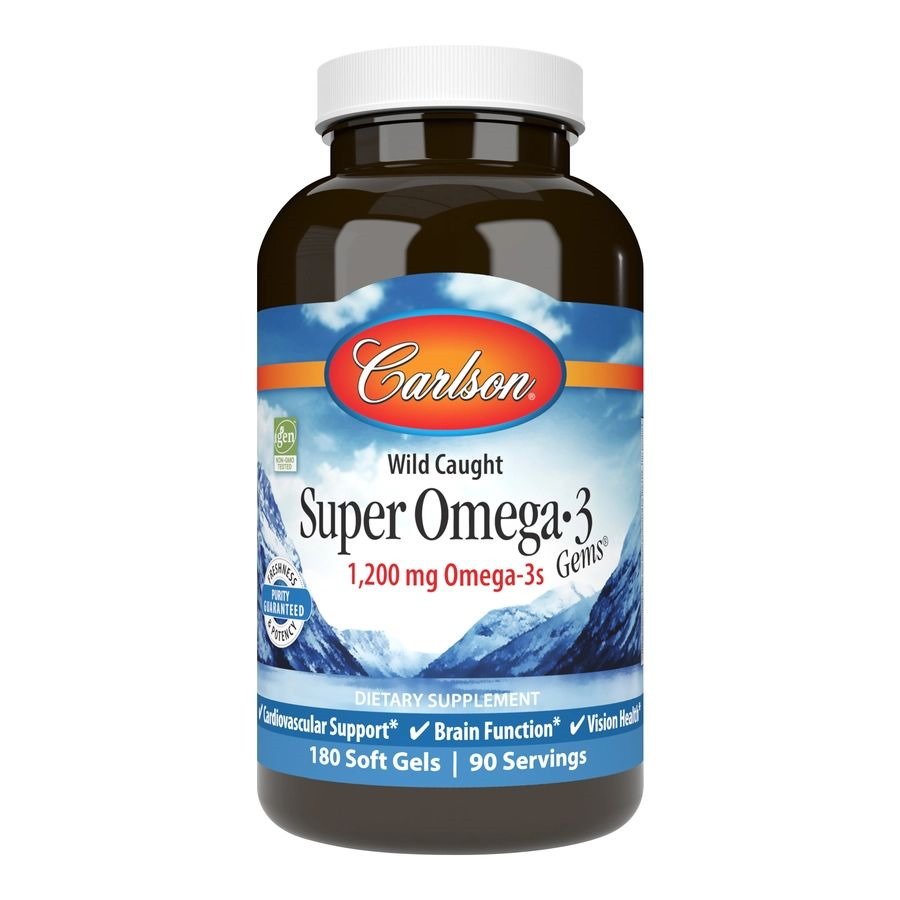 Жирные кислоты Carlson Labs Wild Caught Super Omega-3 Gems 1200 mg, 180 капсул,  ml, Carlson Labs. Fats. General Health 