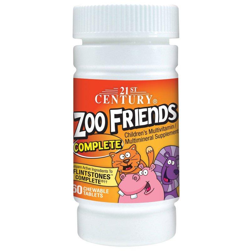 Жувальні вітаміни Zoo Friends Complete 21st Century 60 Chewable Tablets,  мл, 21st Century. Витамины и минералы. Поддержание здоровья Укрепление иммунитета 