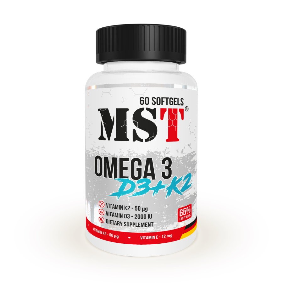 Жирные кислоты MST Omega 3 65% + D3 + K2, 60 капсул,  ml, MST Nutrition. Fats. General Health 