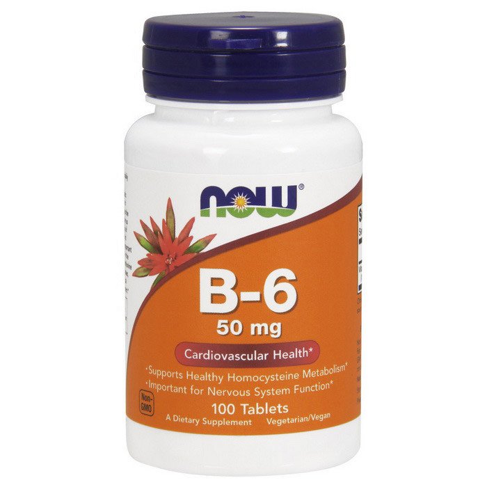 Витамин Б6 Now Foods Vitamin B-6 50 mg (100 таб) нау фудс,  мл, Now. Витамин B. Поддержание здоровья 
