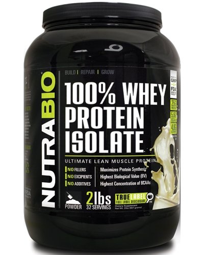 100% Whey Protein Isolate, 907 г, NutraBio. Сывороточный изолят. Сухая мышечная масса Снижение веса Восстановление Антикатаболические свойства 