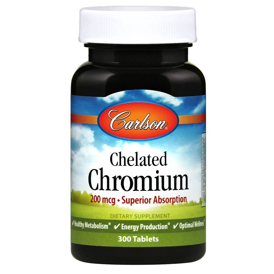 Витамины и минералы Carlson Labs Chelated Chromium 200 mcg, 300 таблеток,  ml, Carlson Labs. Vitamins and minerals. General Health Immunity enhancement 