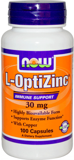 L-OptiZinc, 100 шт, Now. Цинк Zn, Цинк. Поддержание здоровья 